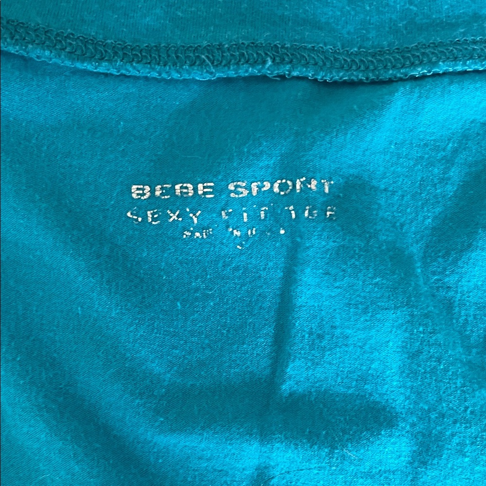 BEBE SPORT Teal V-Neck Short Sleeve Tee. SIZE: XS - Picture 3 of 4